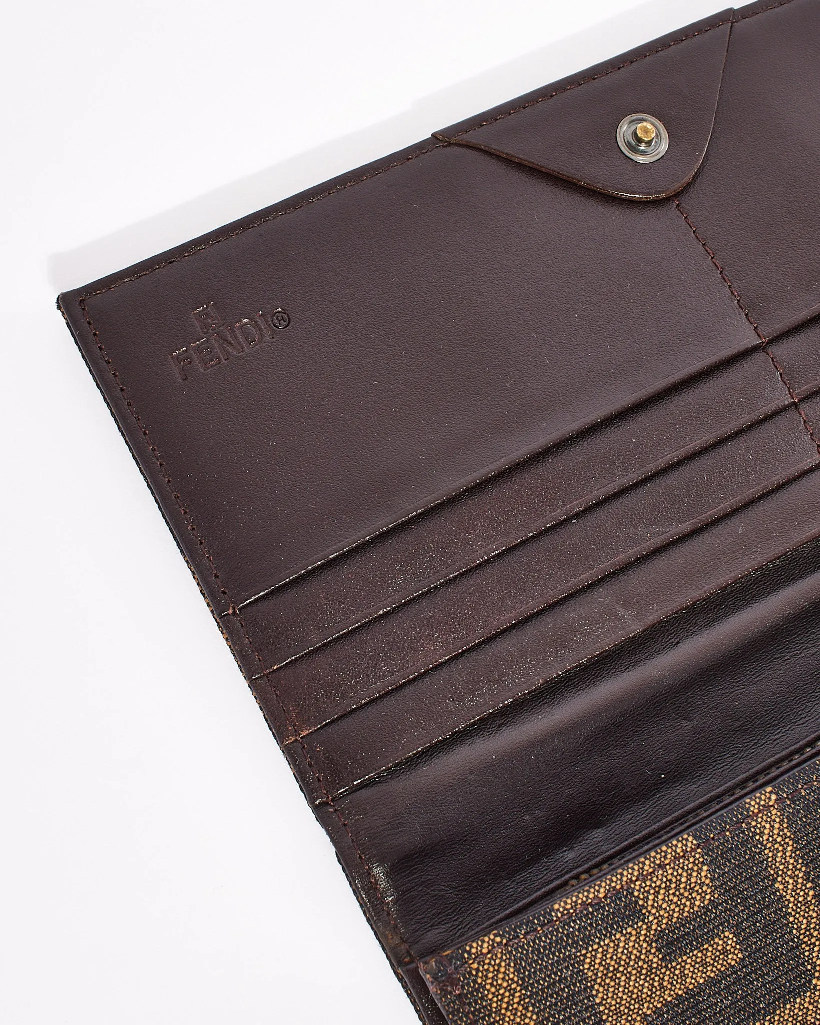 Fendi Brown Canvas Zucca Print Long Wallet
