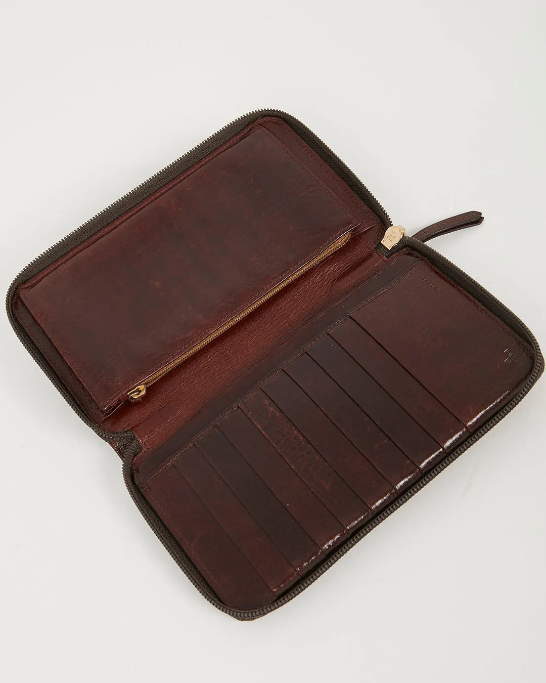 Fendi Brown Zucca Coated Canvas Gold Logo Emblem Zippy Wallet