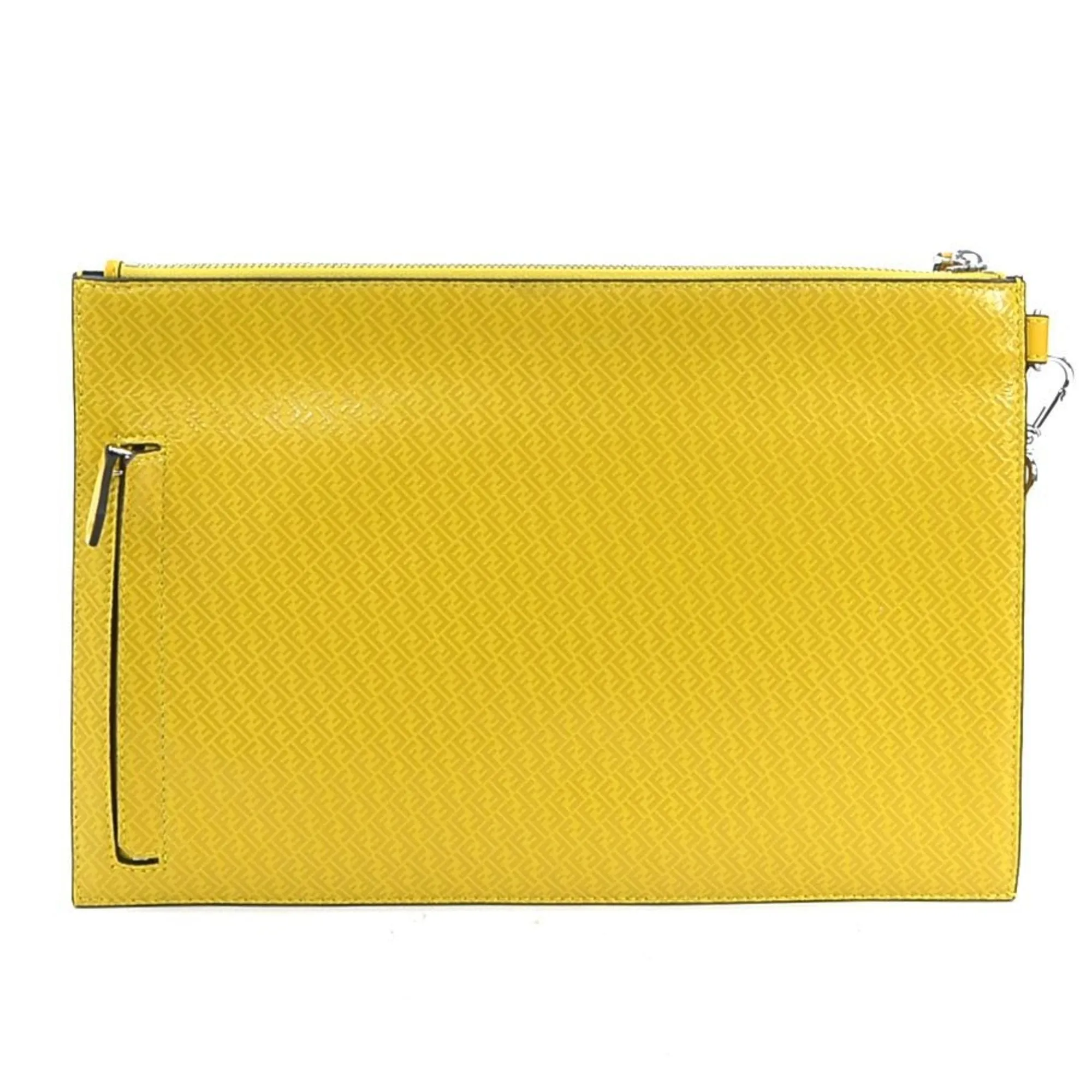 FENDI clutch bag leather yellow silver men's 7N0110 AGLP w0937a