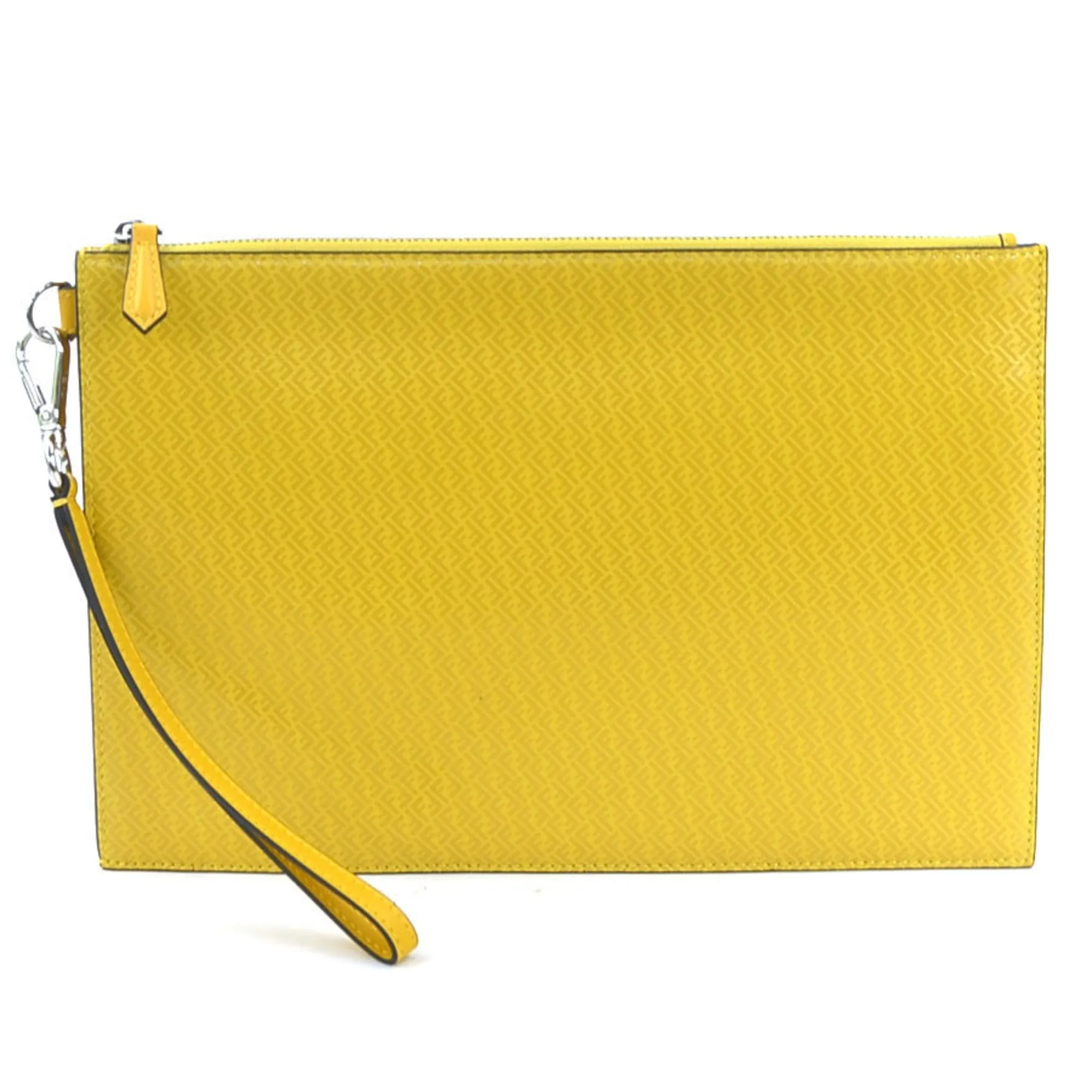 FENDI clutch bag leather yellow silver men's 7N0110 AGLP w0937a