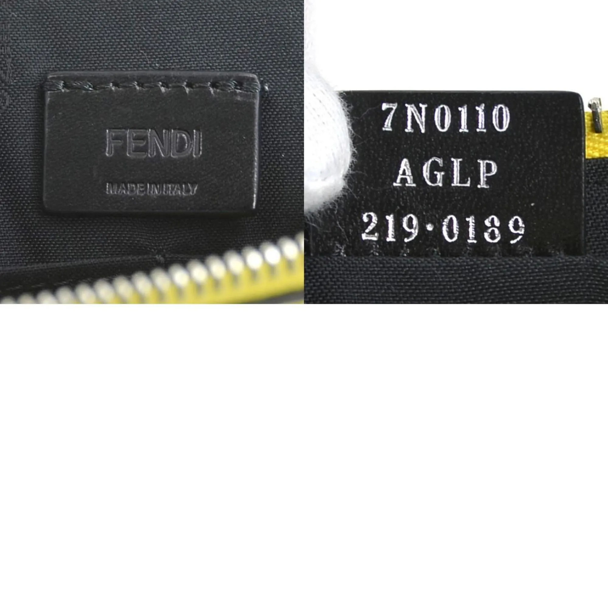 FENDI clutch bag leather yellow silver men's 7N0110 AGLP w0937a