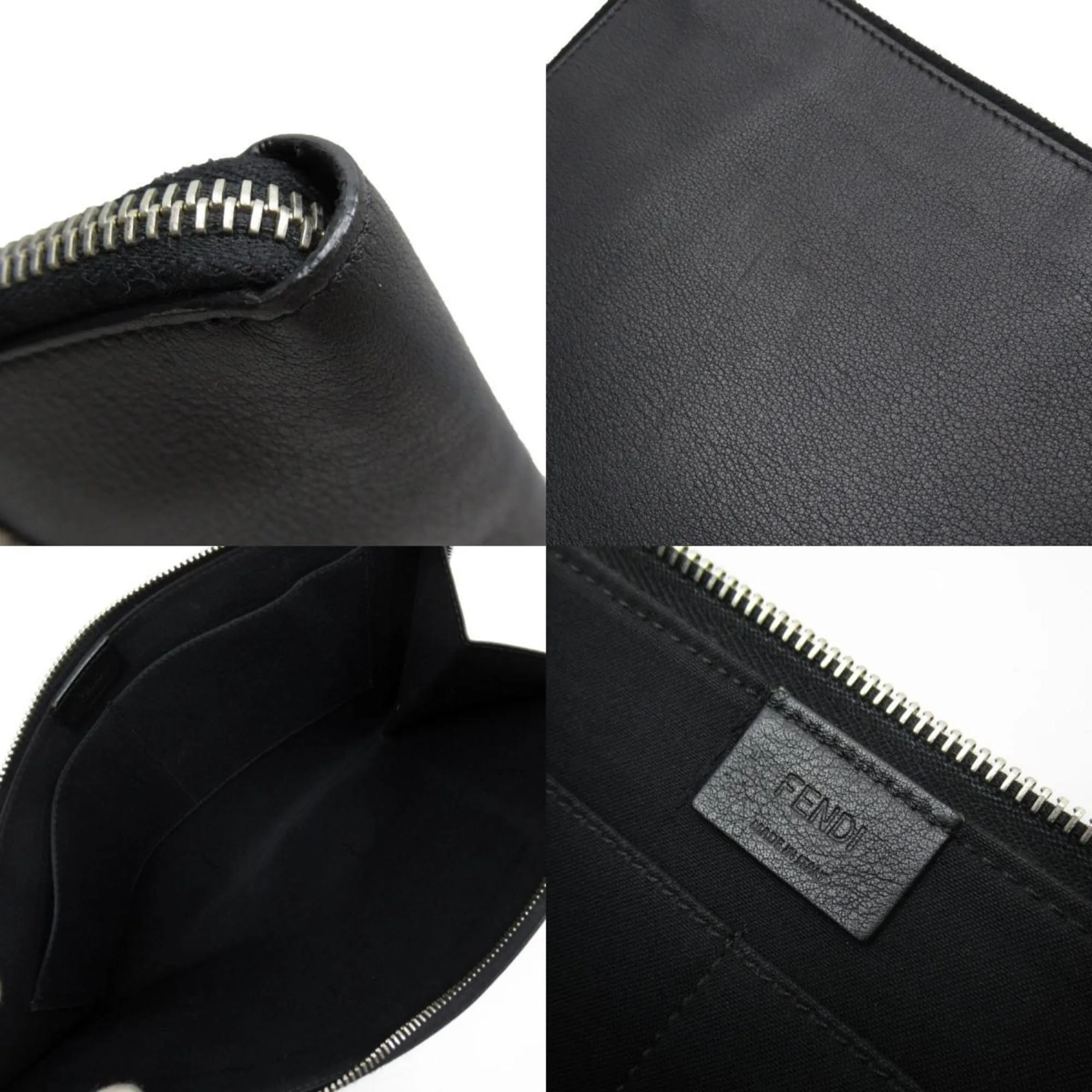 FENDI Clutch Bag Monster Leather Black Beige Brown Silver Men's Women's w0351k