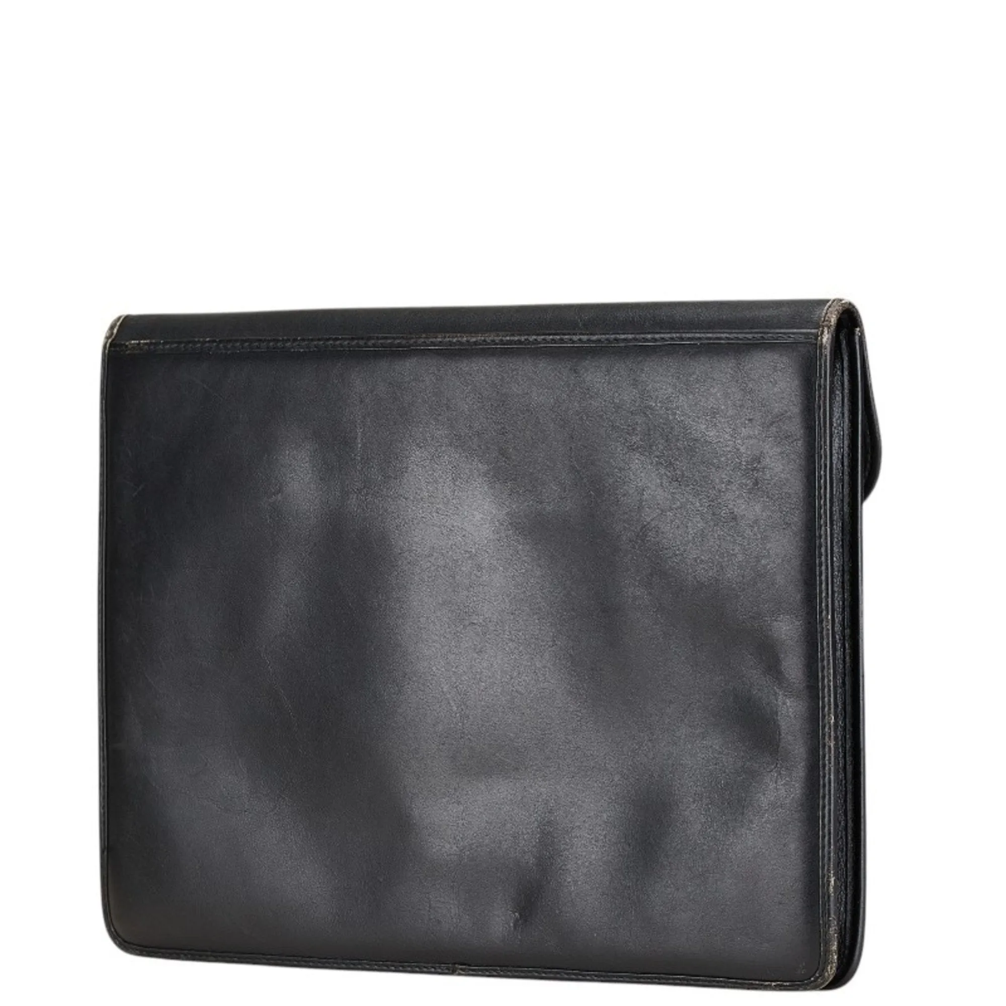 FENDI Clutch Bag Second Black Leather Men's