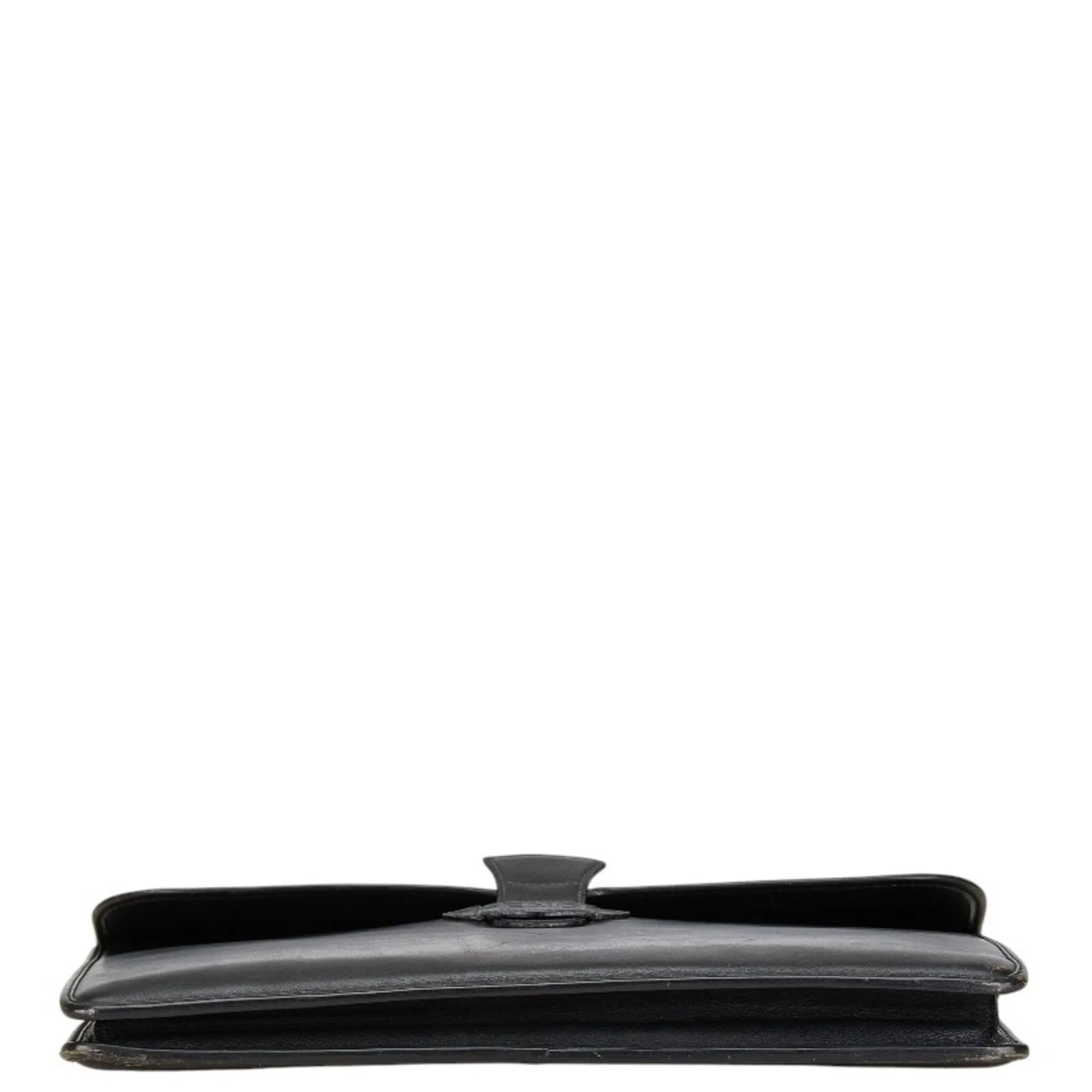 FENDI Clutch Bag Second Black Leather Men's