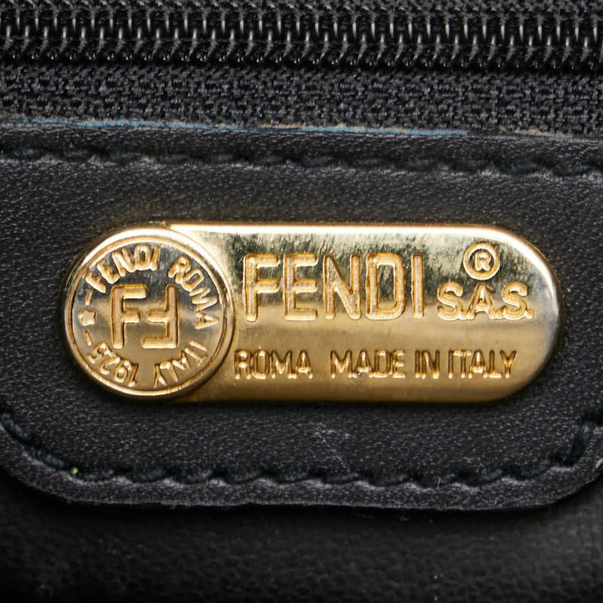 FENDI Clutch Bag Second Black Leather Men's