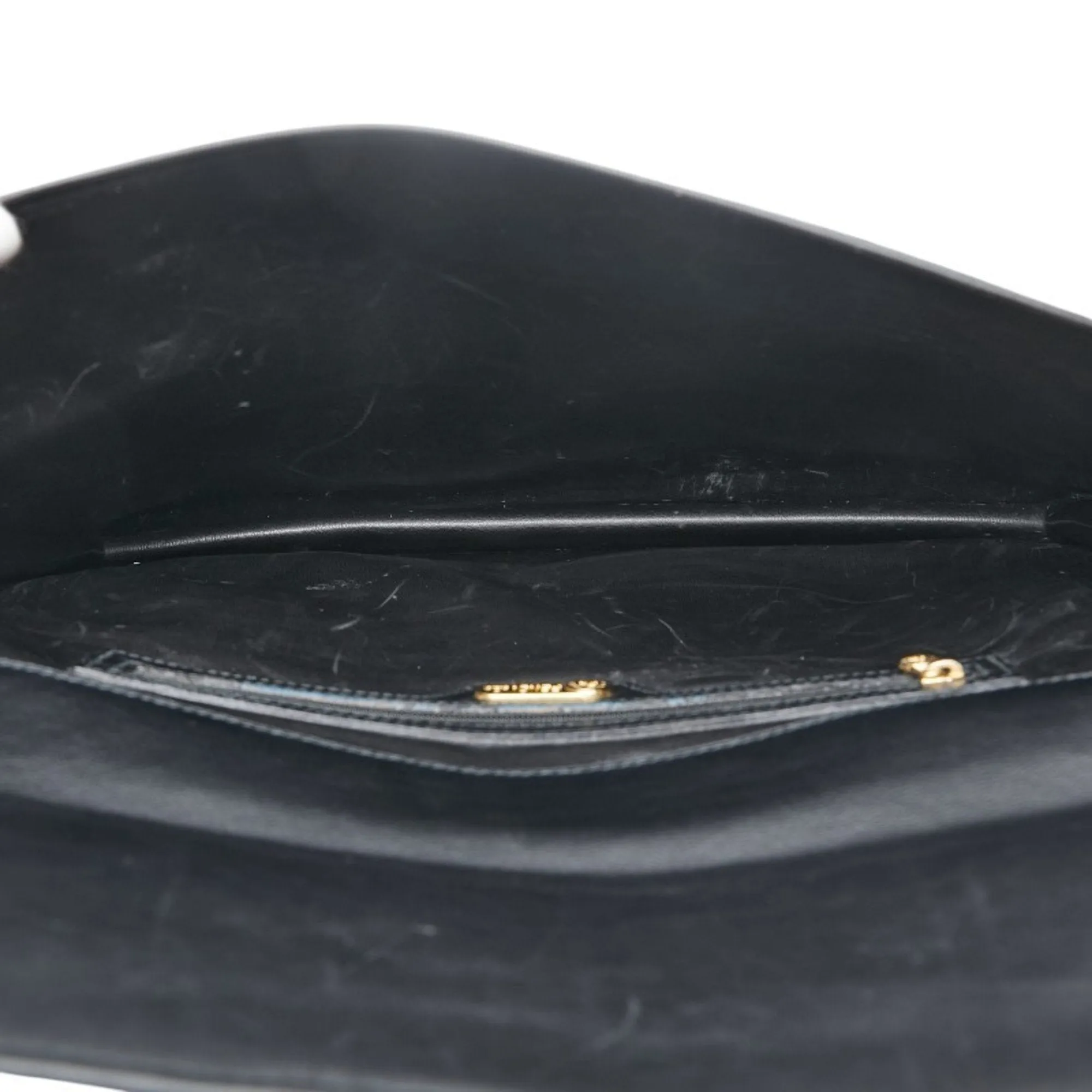 FENDI Clutch Bag Second Black Leather Men's