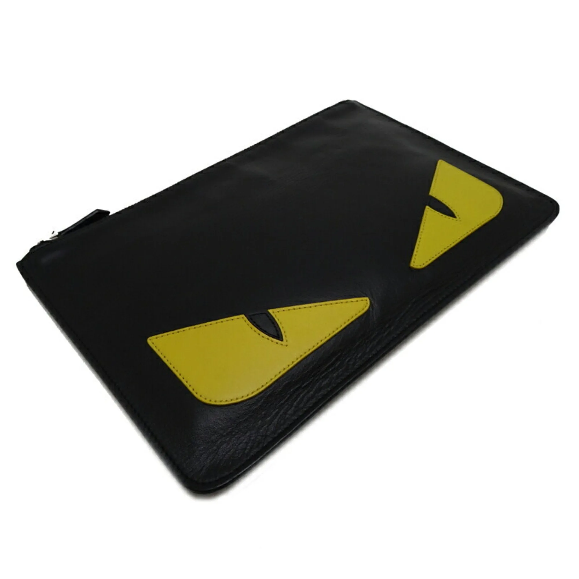 Fendi Monster Clutch Men's Second Bag 7N0078 Leather Black