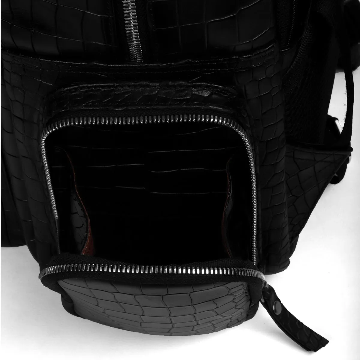 Flap Over Black Backpack in Deep Cut Leather