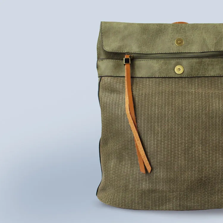 Foldover Leather Backpack