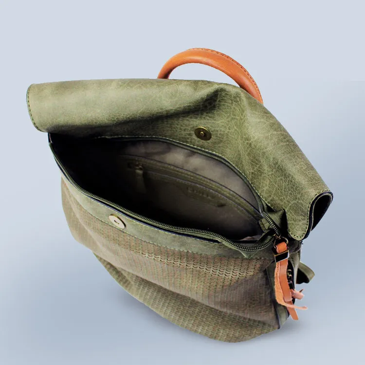 Foldover Leather Backpack