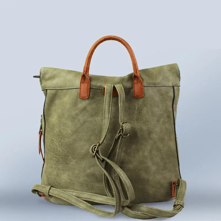 Foldover Leather Backpack