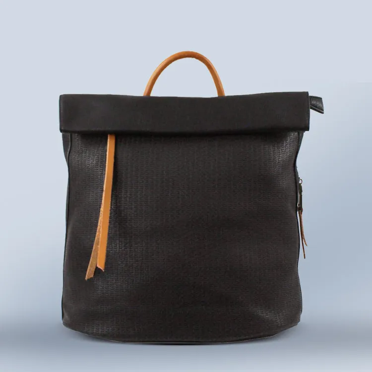 Foldover Leather Backpack