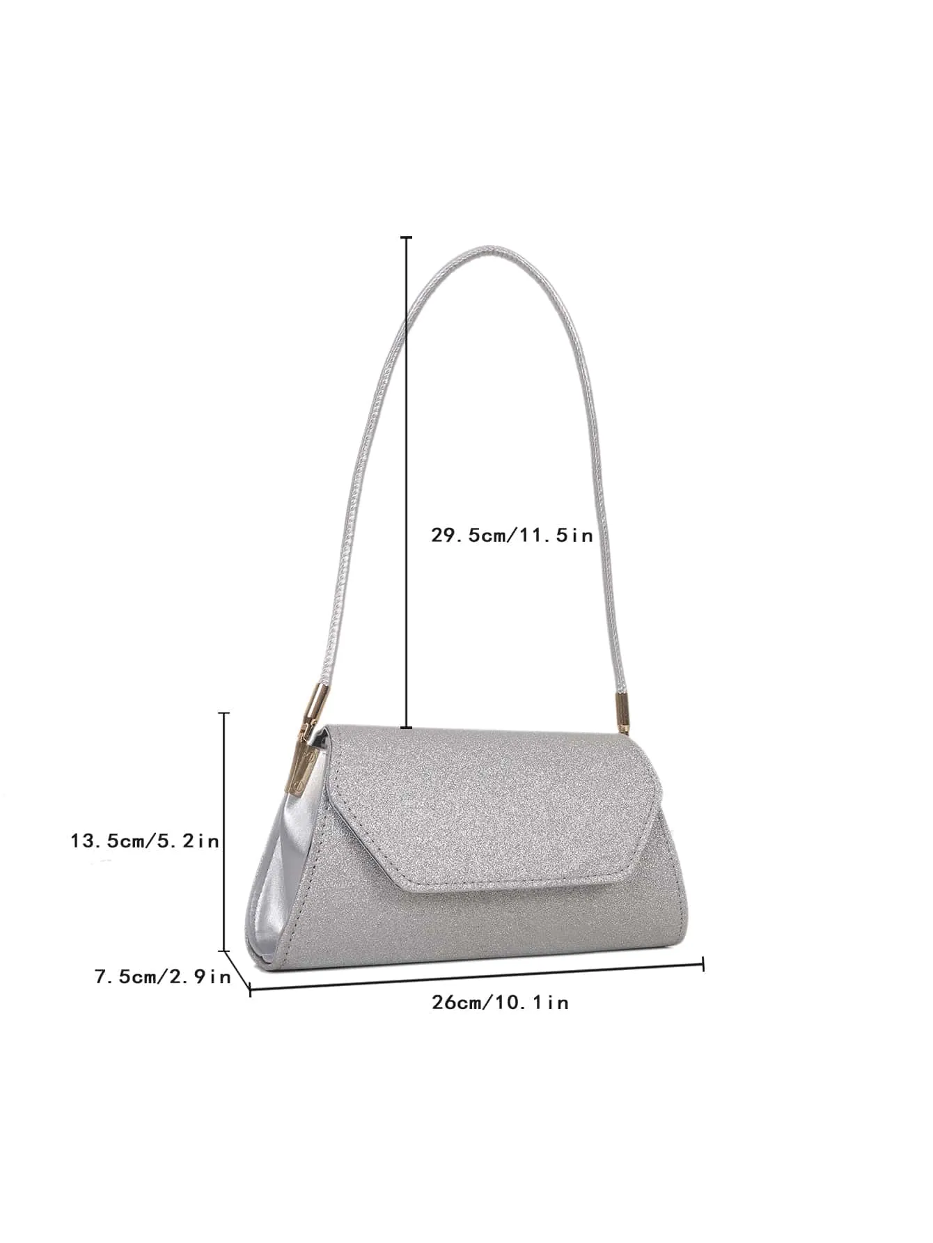 Glitter Flap Square Bag - Silver- FD ⚡