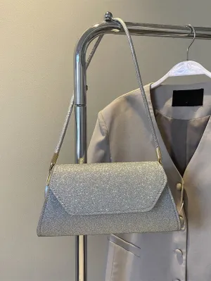 Glitter Flap Square Bag - Silver- FD ⚡