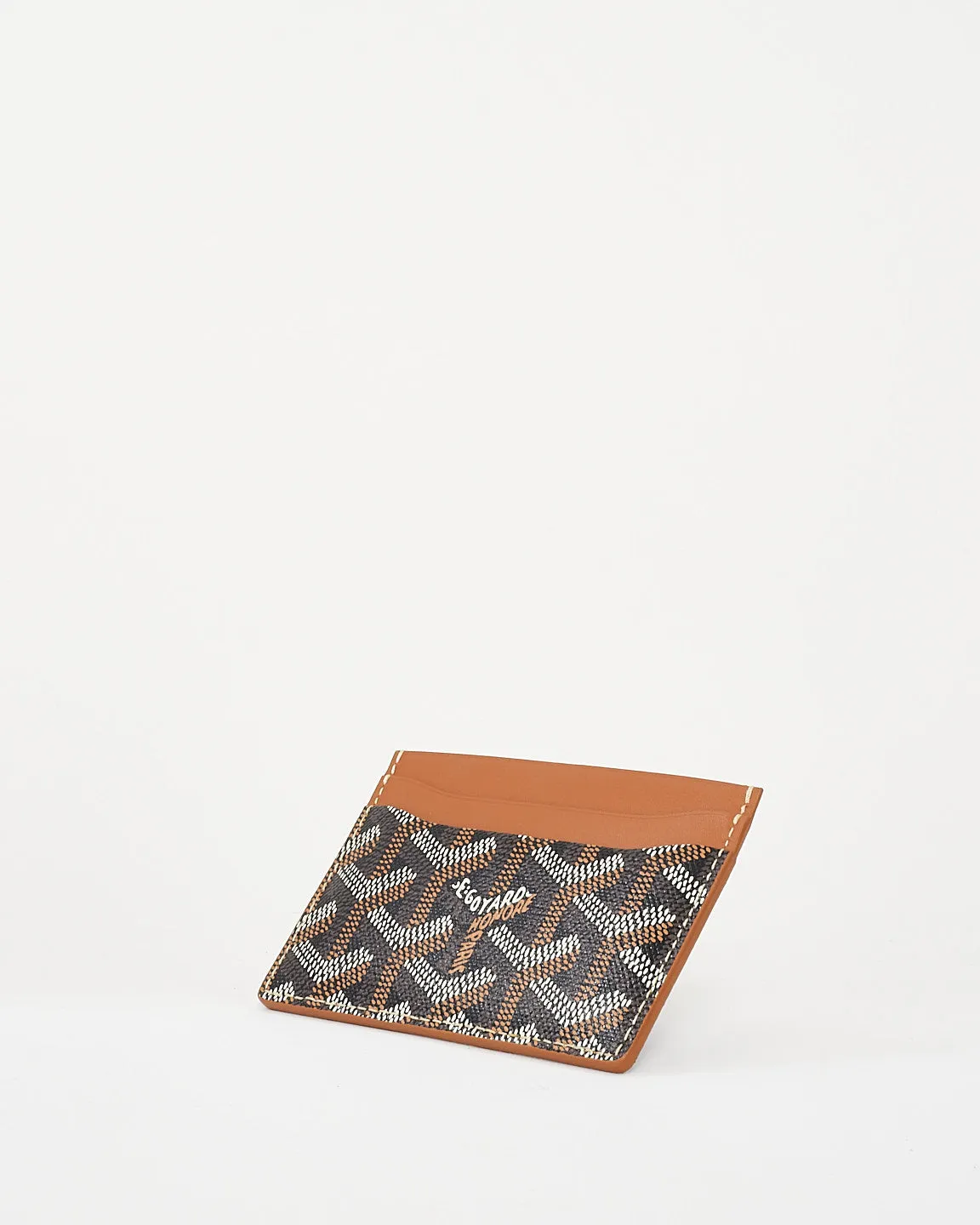 Goyard Tan and Black Monogram Goyardine Saint Sulpice Card Holder