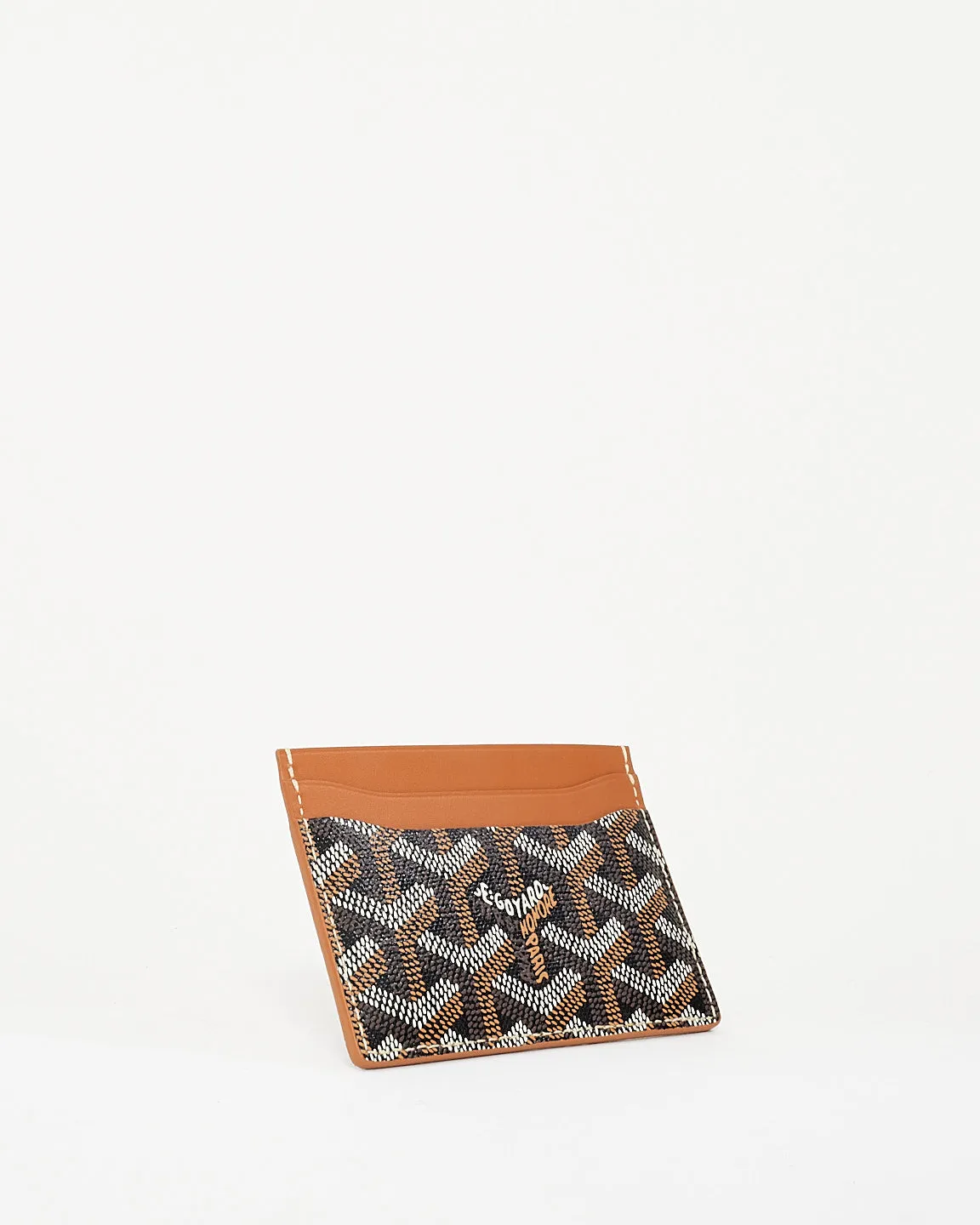 Goyard Tan and Black Monogram Goyardine Saint Sulpice Card Holder