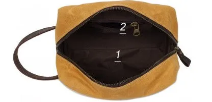 Groomsmen Gift Waxed Canvas Leather Toiletry Bag Waterproof Dopp Kit Cosmetic Bag