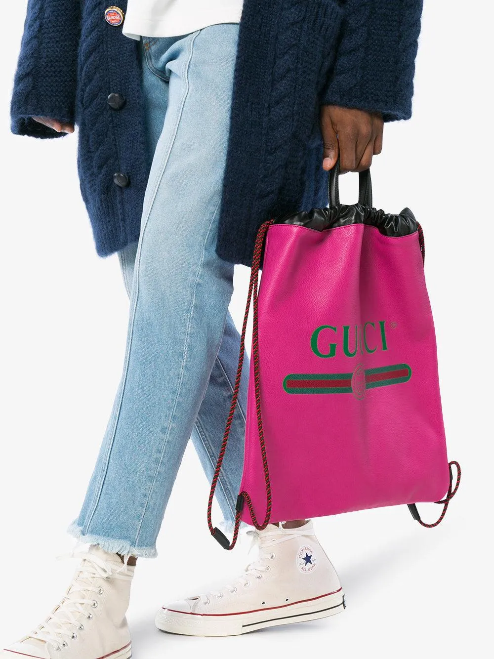 Gucci 2018 Leather Drawstring Backpack in Pink