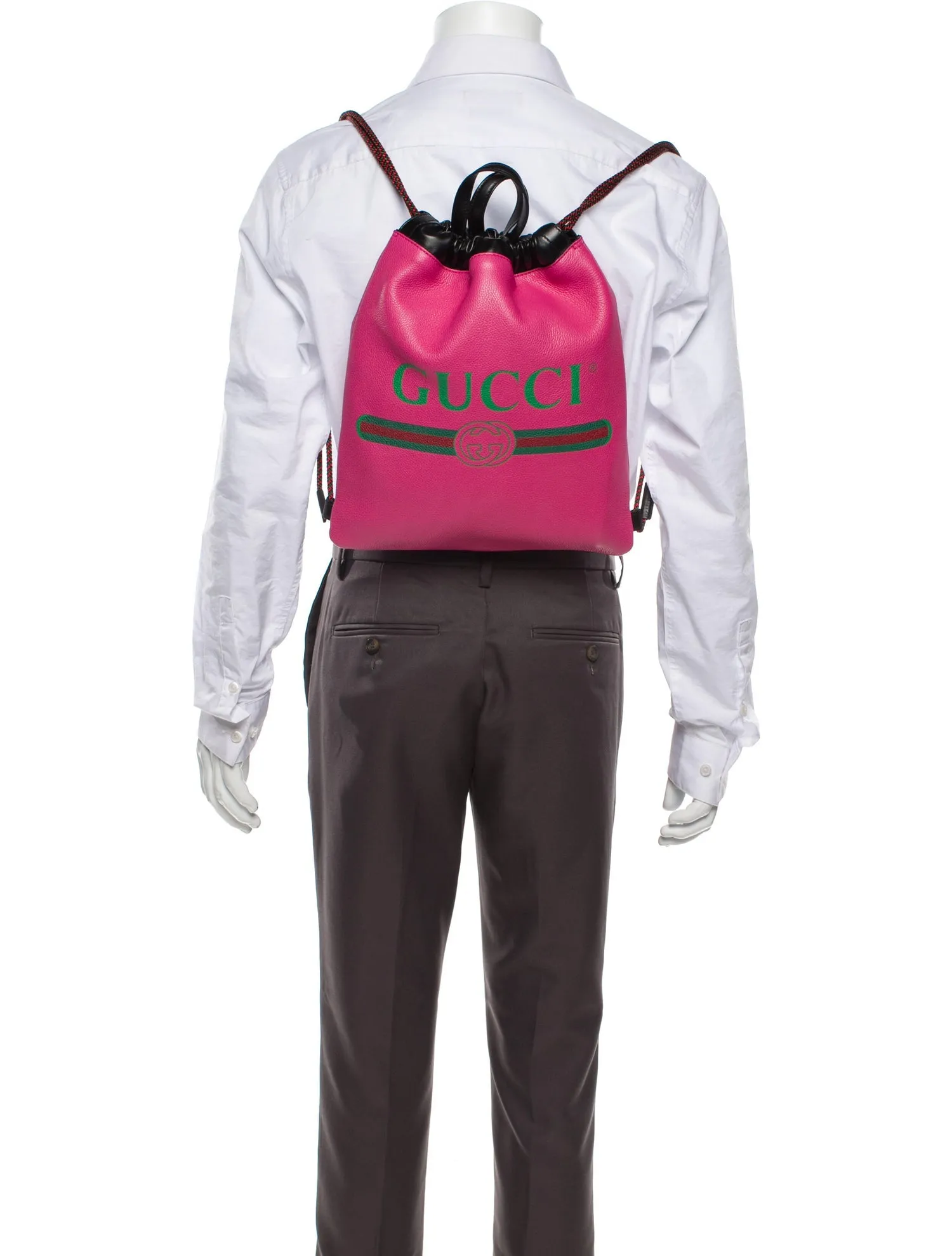 Gucci 2018 Leather Drawstring Backpack in Pink