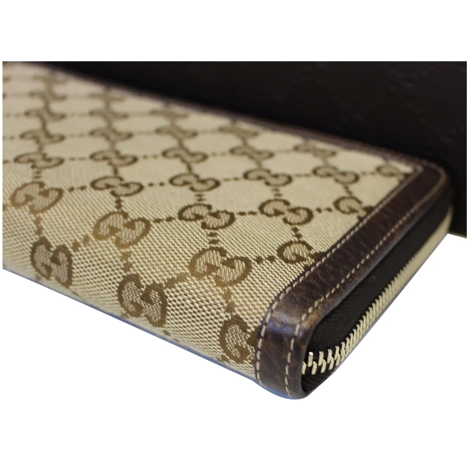 GUCCI Bamboo GG Canvas Zippy Organizer Wallet Beige 232977