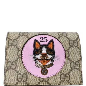 GUCCI Bosco Patch GG Supreme Canvas Card Case Wallet Beige 506277