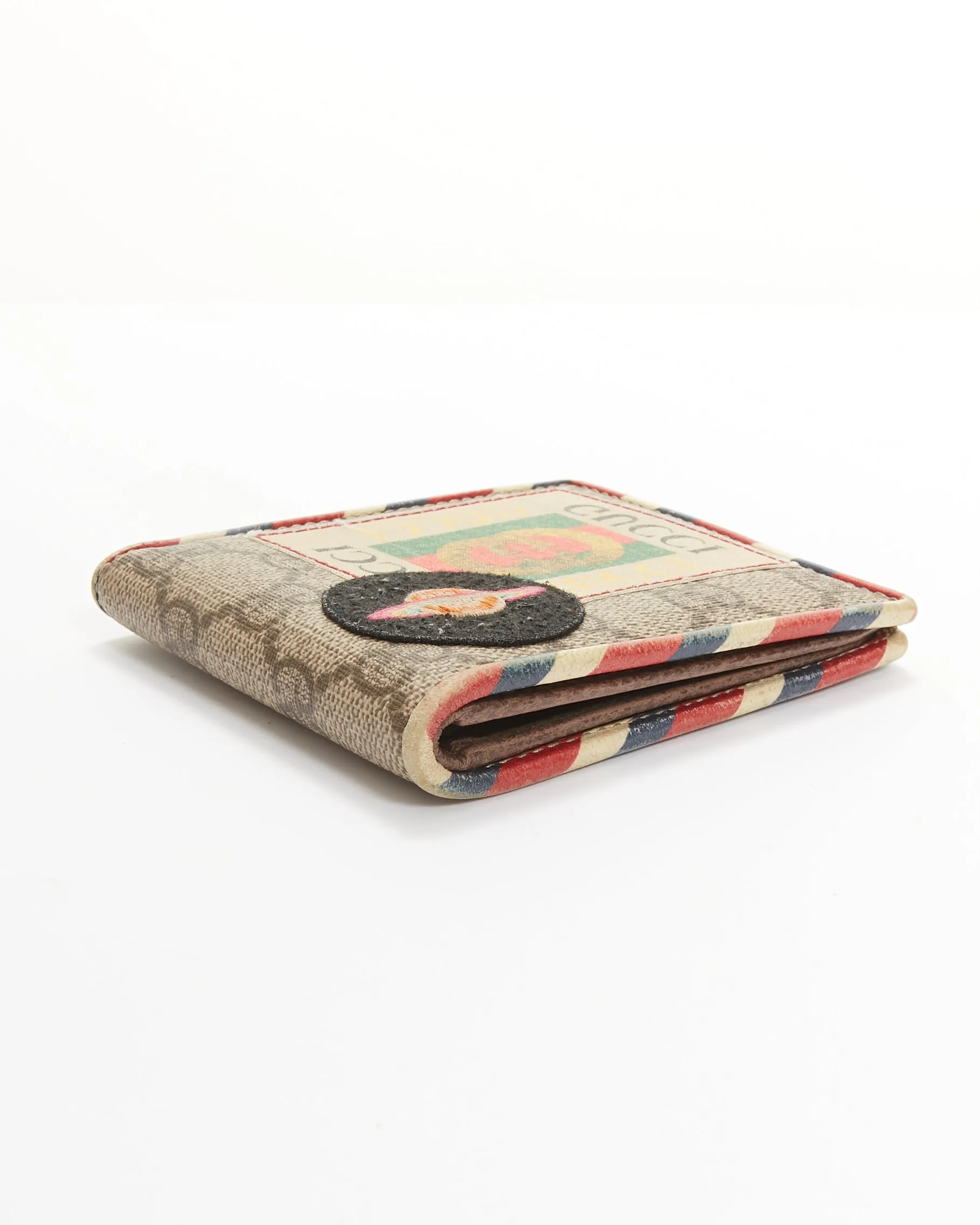 Gucci Brown Canvas GG Supreme UFO Patchwork BiFold Wallet