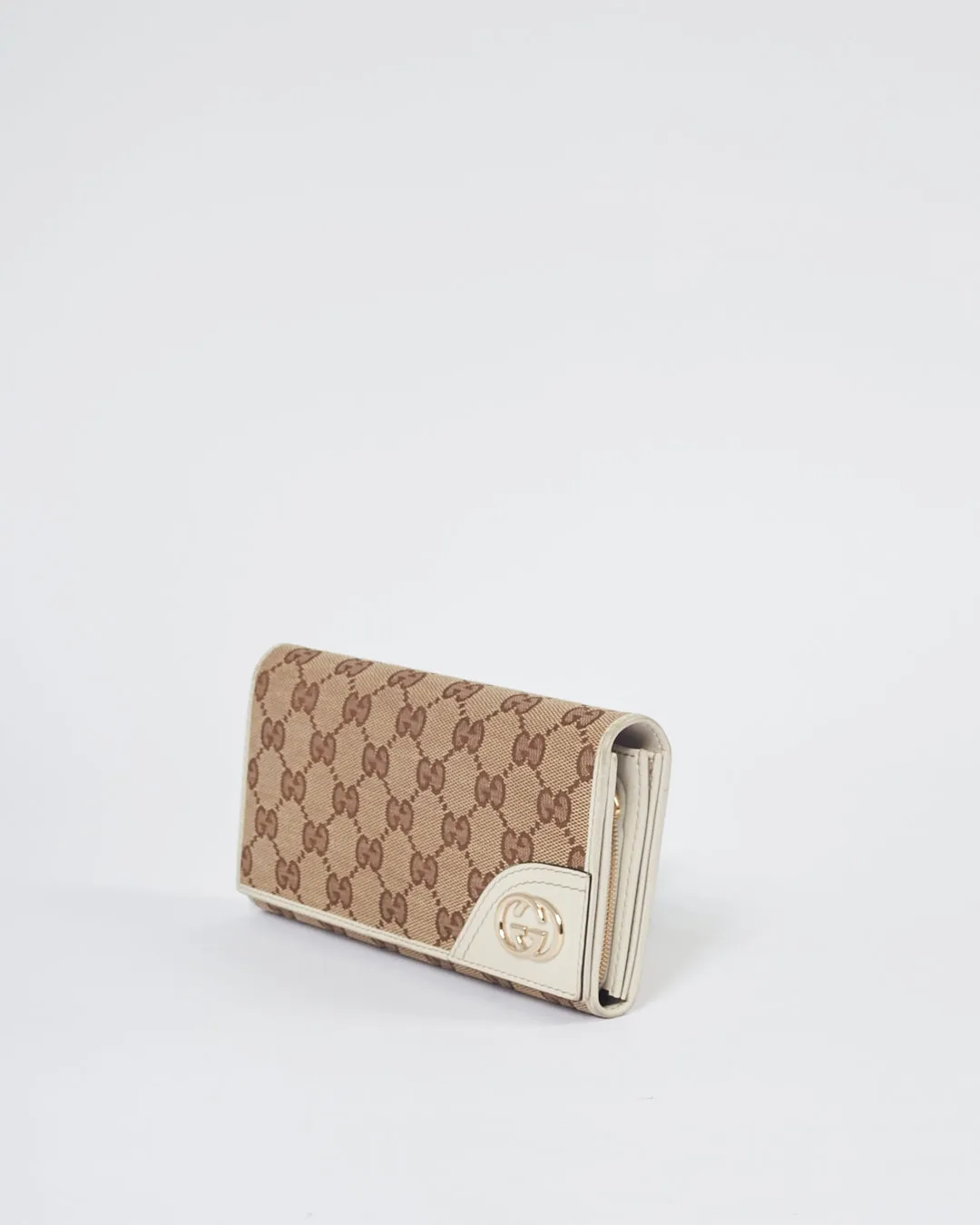 Gucci Brown GG Canvas Flap Continental Wallet