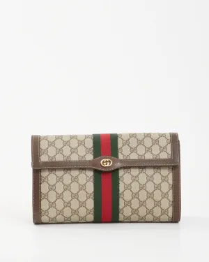 Gucci Brown Vintage GG Coated Canvas Web Pouch