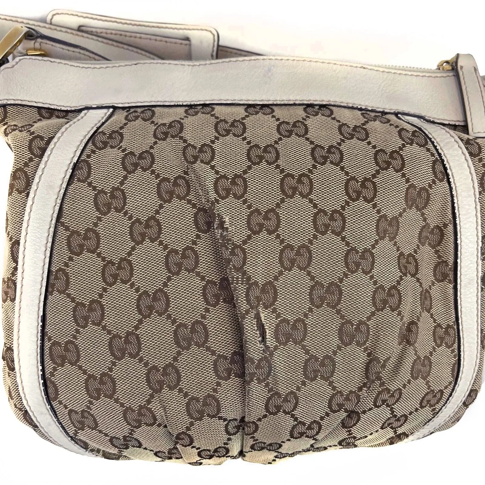 GUCCI - GG Canvas Abbey D-ring Beige Crossbody Bag with Wallet