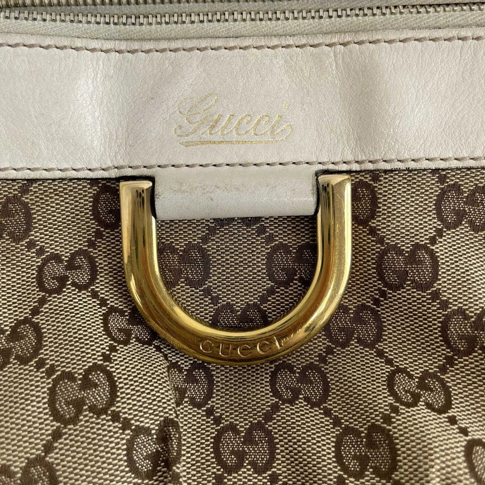 GUCCI - GG Canvas Abbey D-ring Beige Crossbody Bag with Wallet