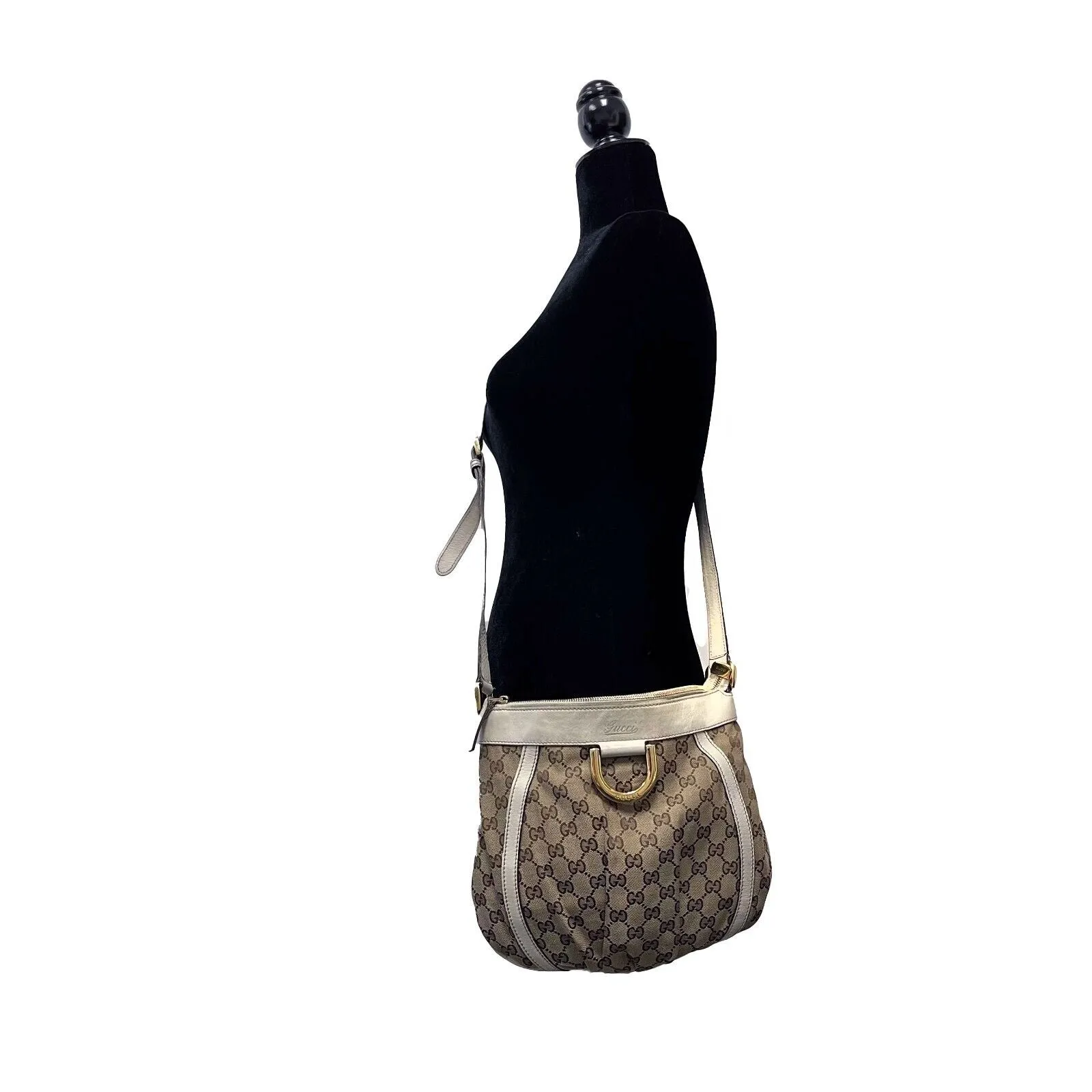 GUCCI - GG Canvas Abbey D-ring Beige Crossbody Bag with Wallet