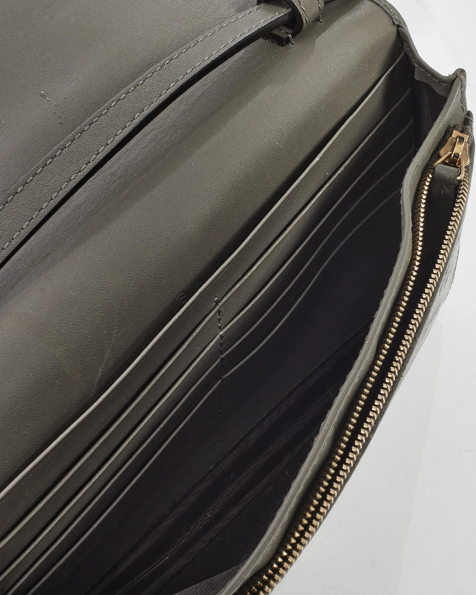 Gucci Grey Leather Guccissima Wallet On Strap