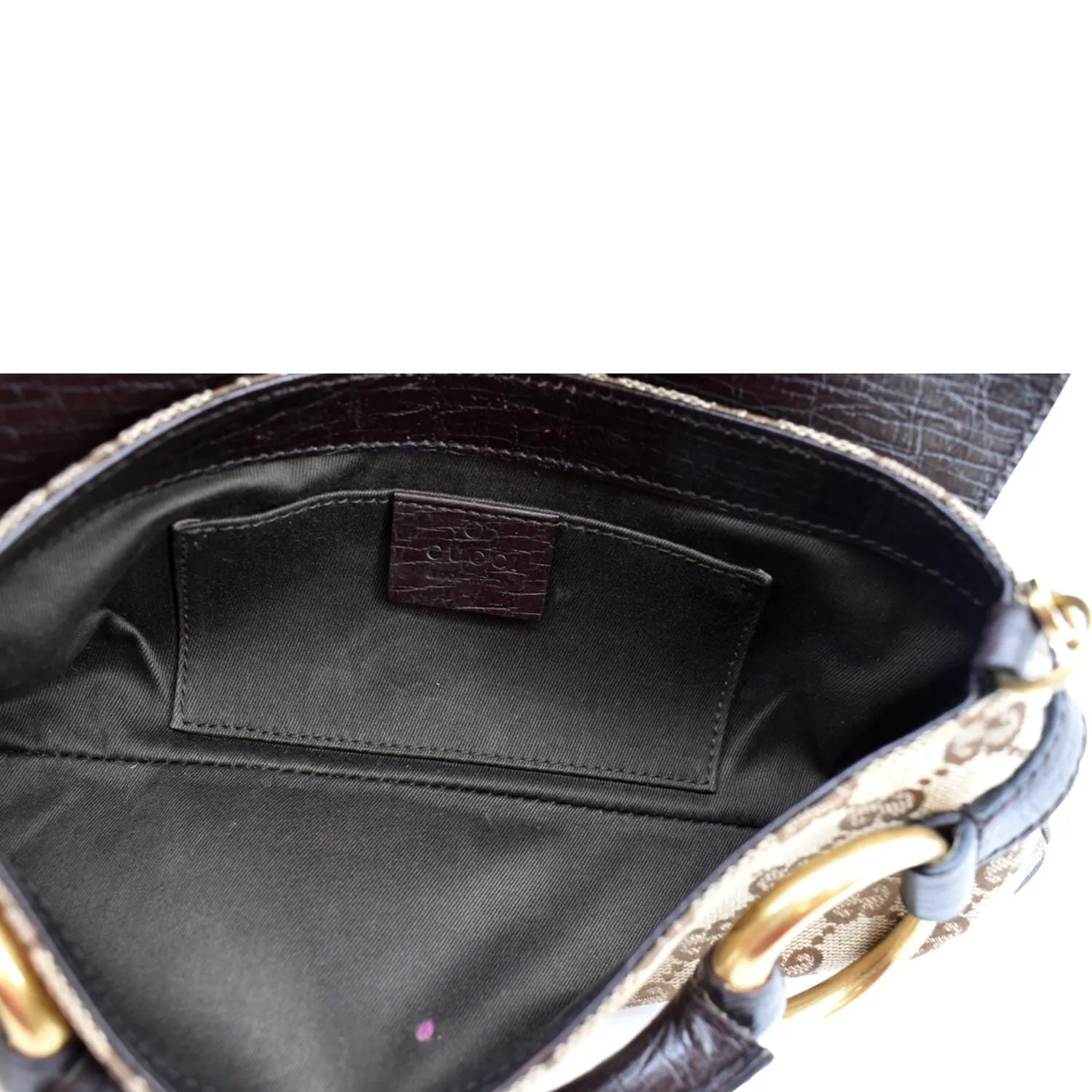GUCCI Horsebit GG Canvas Clutch Bag Beige 114923