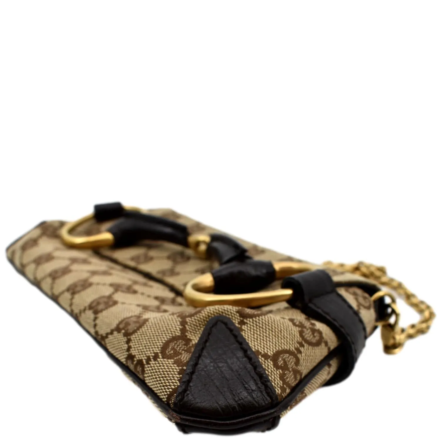 GUCCI Horsebit GG Canvas Clutch Bag Beige 114923