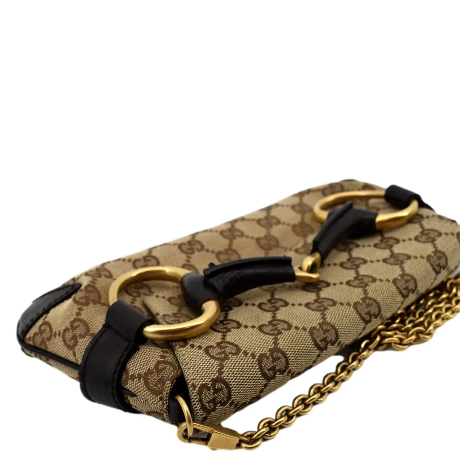 GUCCI Horsebit GG Canvas Clutch Bag Beige 114923