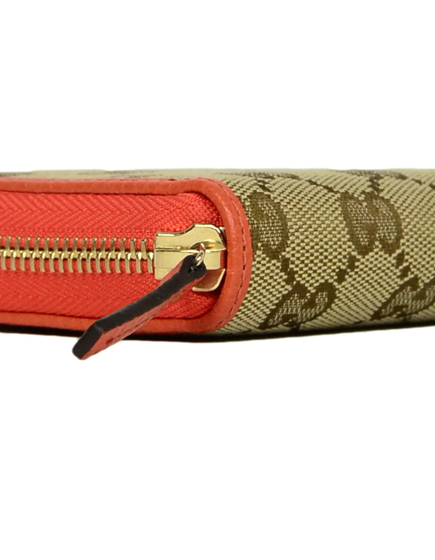 Gucci Monogram Zip Around Wallet w/ Leather Trim