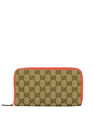 Gucci Monogram Zip Around Wallet w/ Leather Trim