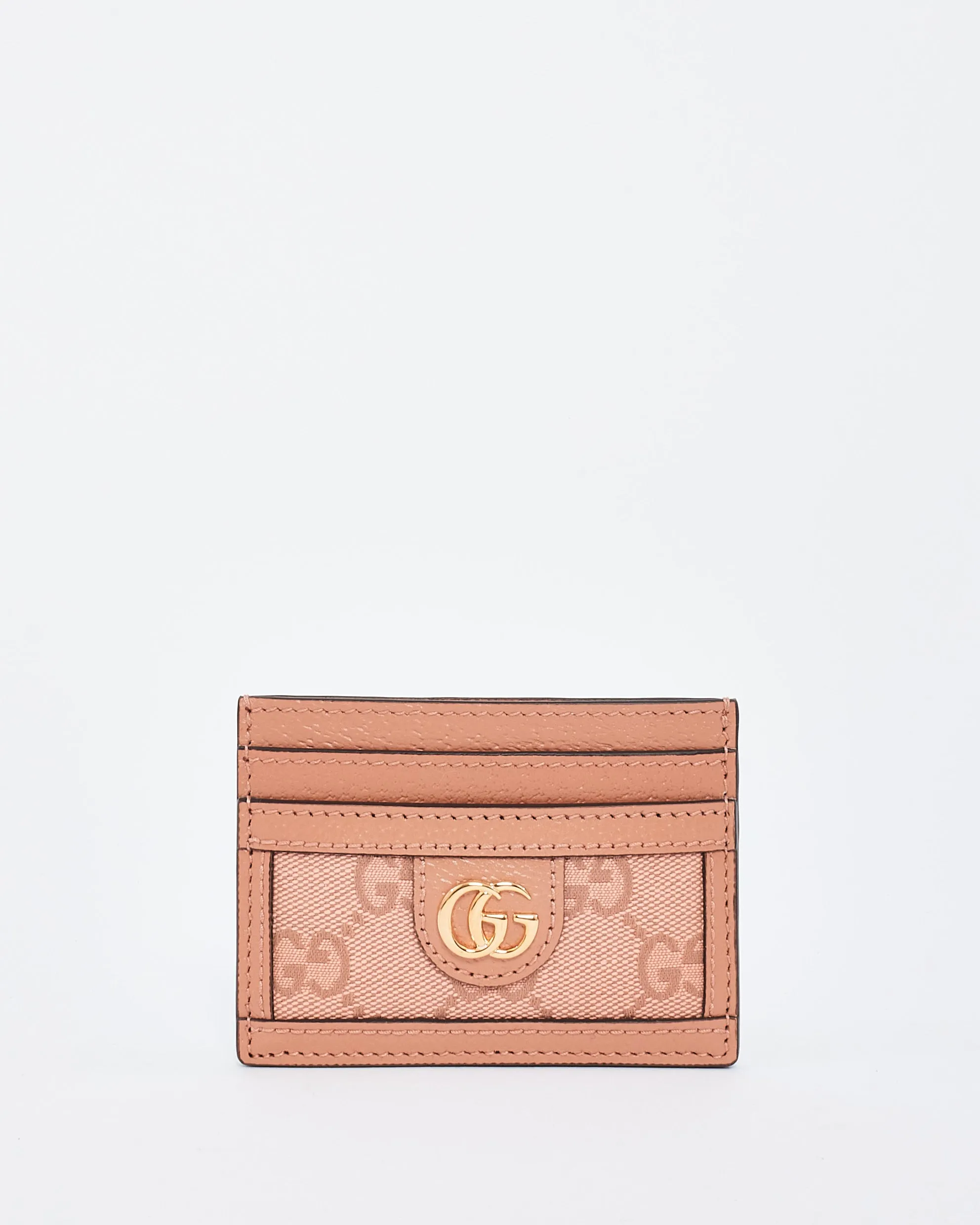Gucci Pink Monogram Canvas & Leather Ophidia GG Card Holder
