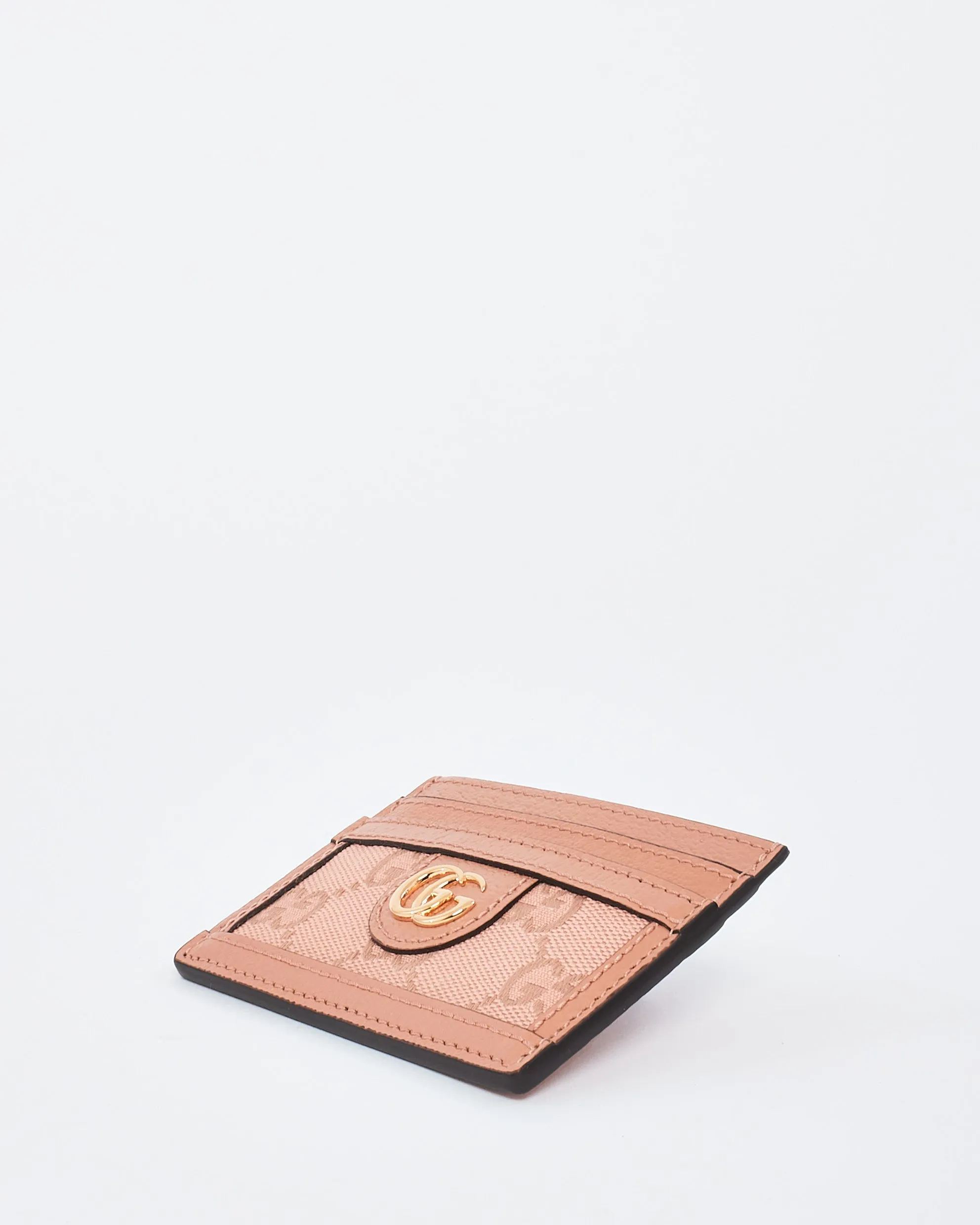 Gucci Pink Monogram Canvas & Leather Ophidia GG Card Holder