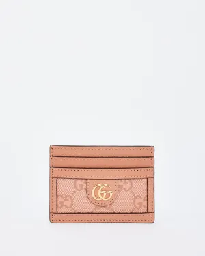 Gucci Pink Monogram Canvas & Leather Ophidia GG Card Holder