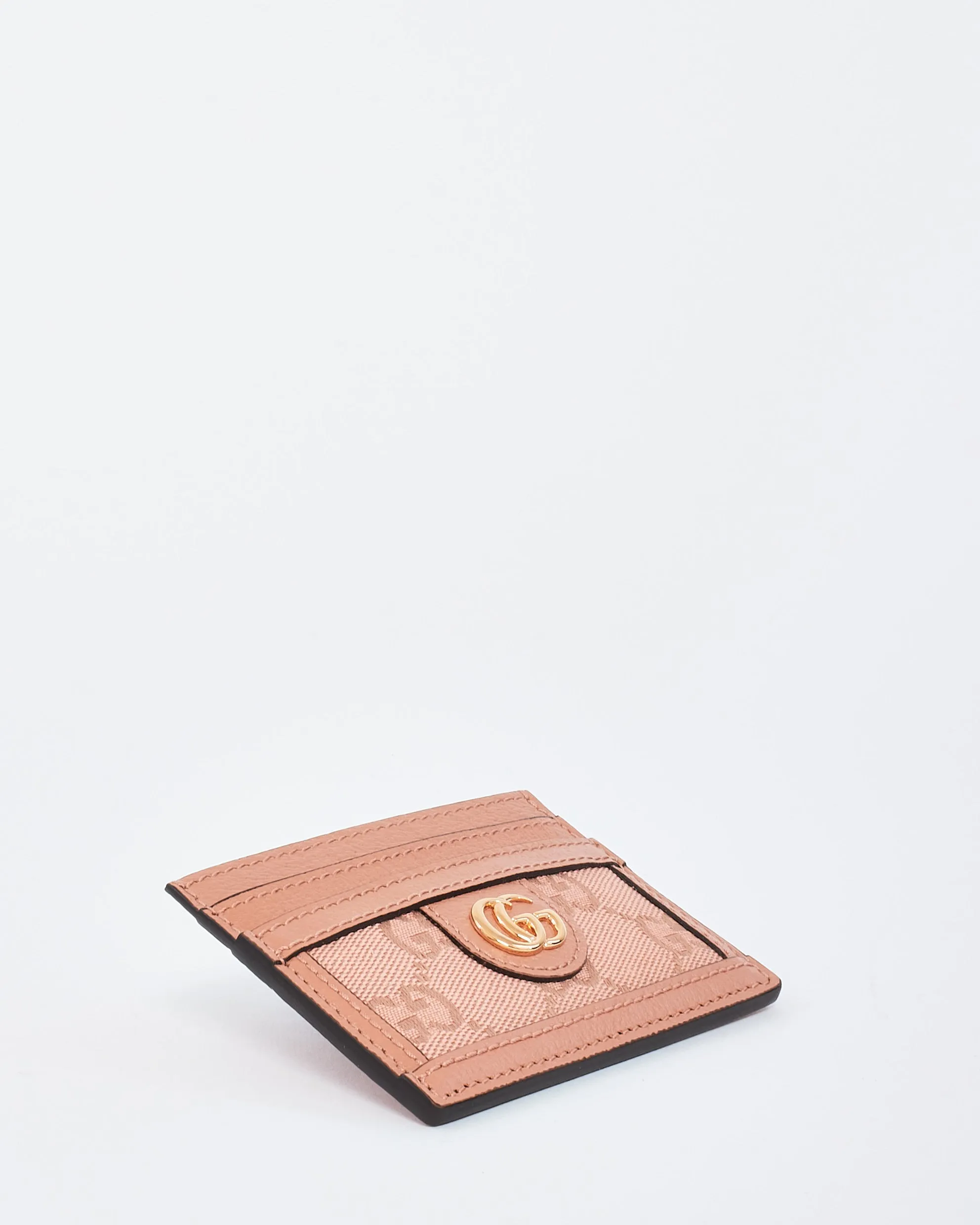 Gucci Pink Monogram Canvas & Leather Ophidia GG Card Holder