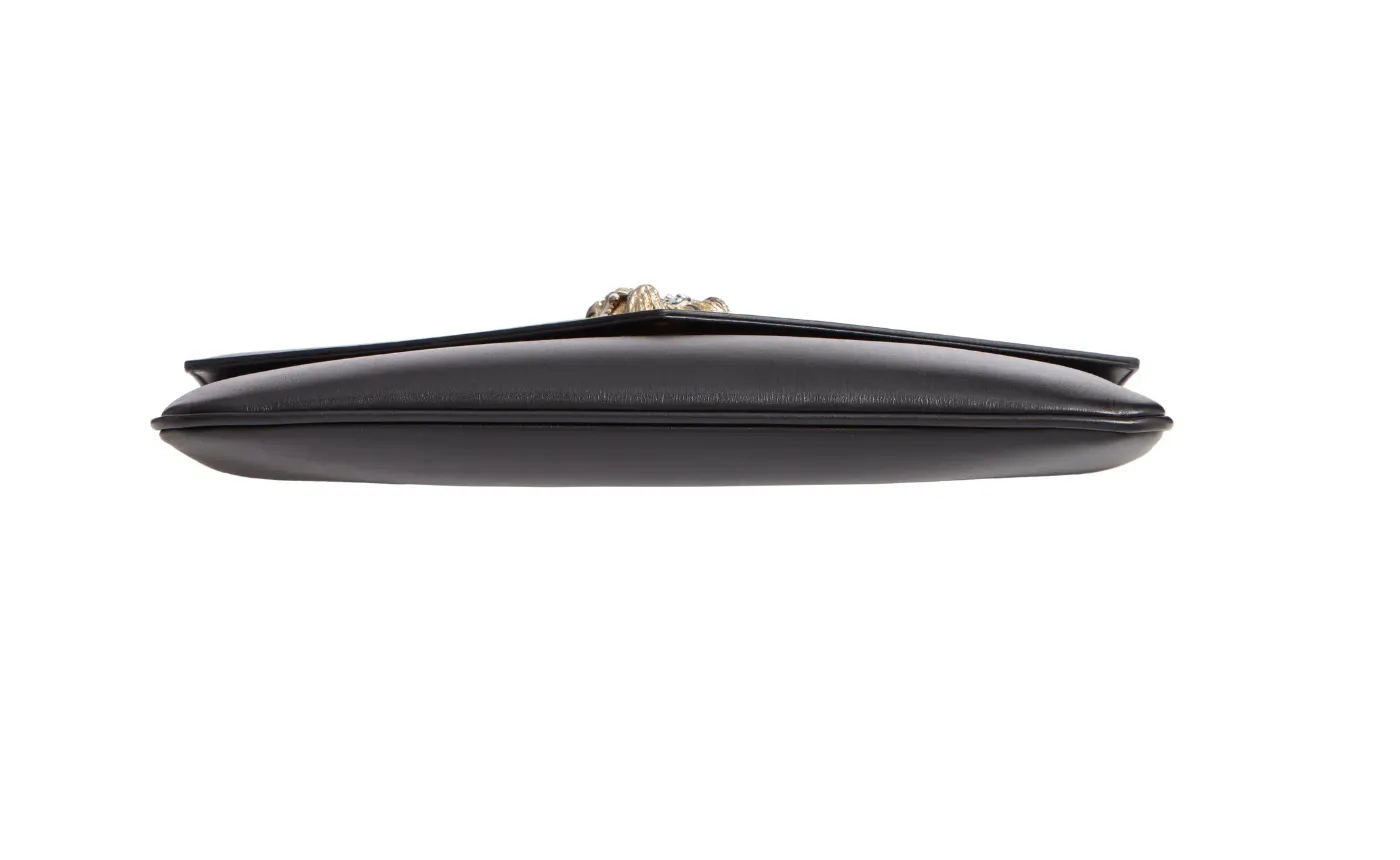 Gucci Rajah Leather Clutch in Black