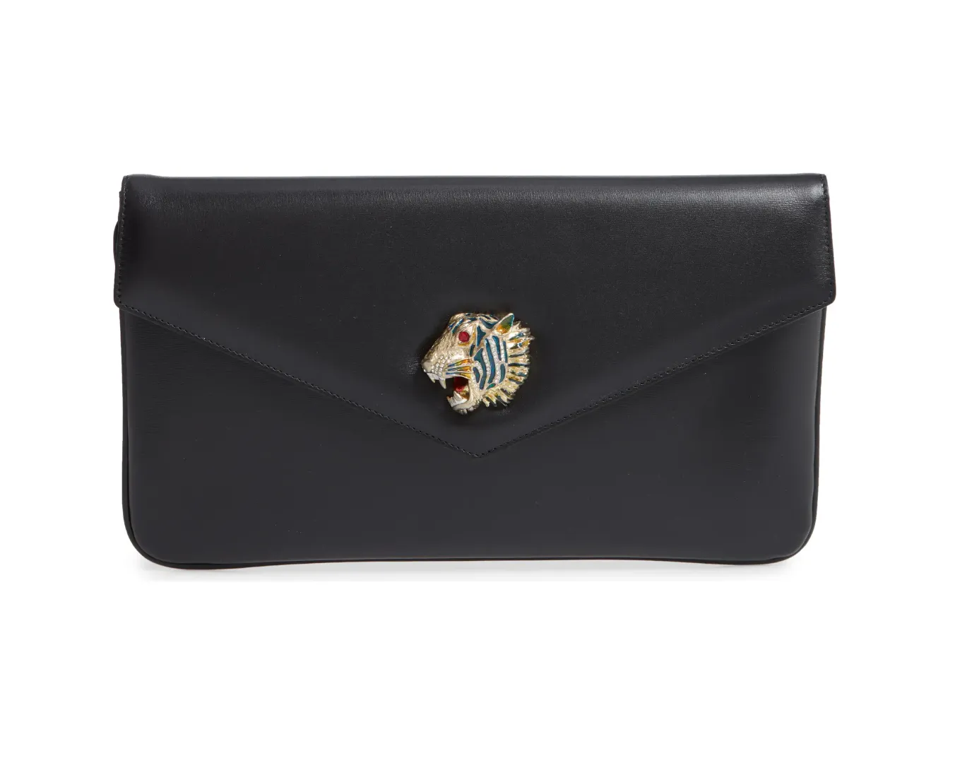 Gucci Rajah Leather Clutch in Black