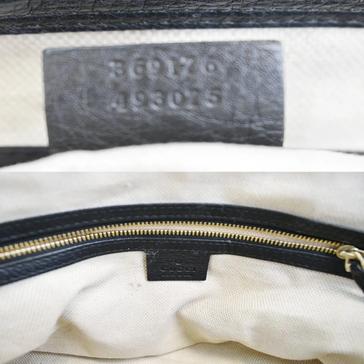 GUCCI Soho Tassel Pebbled Leather Top Handle Crossbody Bag Black 369176