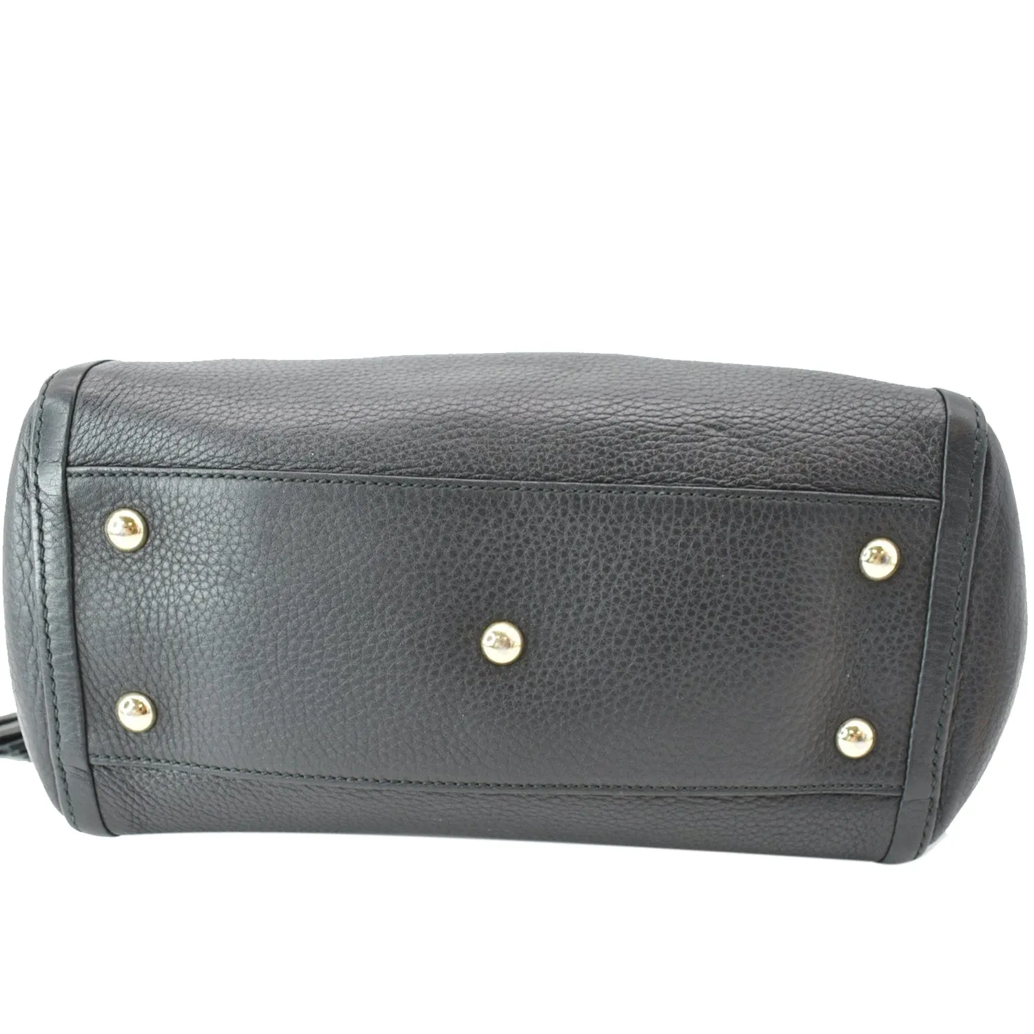GUCCI Soho Tassel Pebbled Leather Top Handle Crossbody Bag Black 369176
