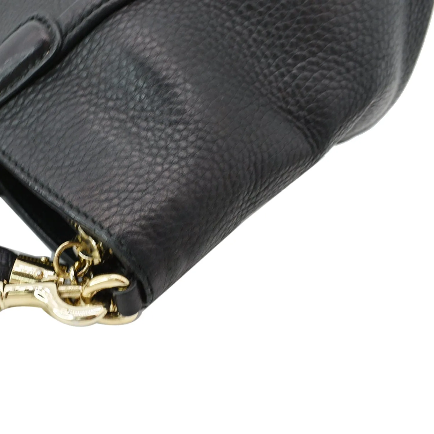 GUCCI Soho Tassel Pebbled Leather Top Handle Crossbody Bag Black 369176