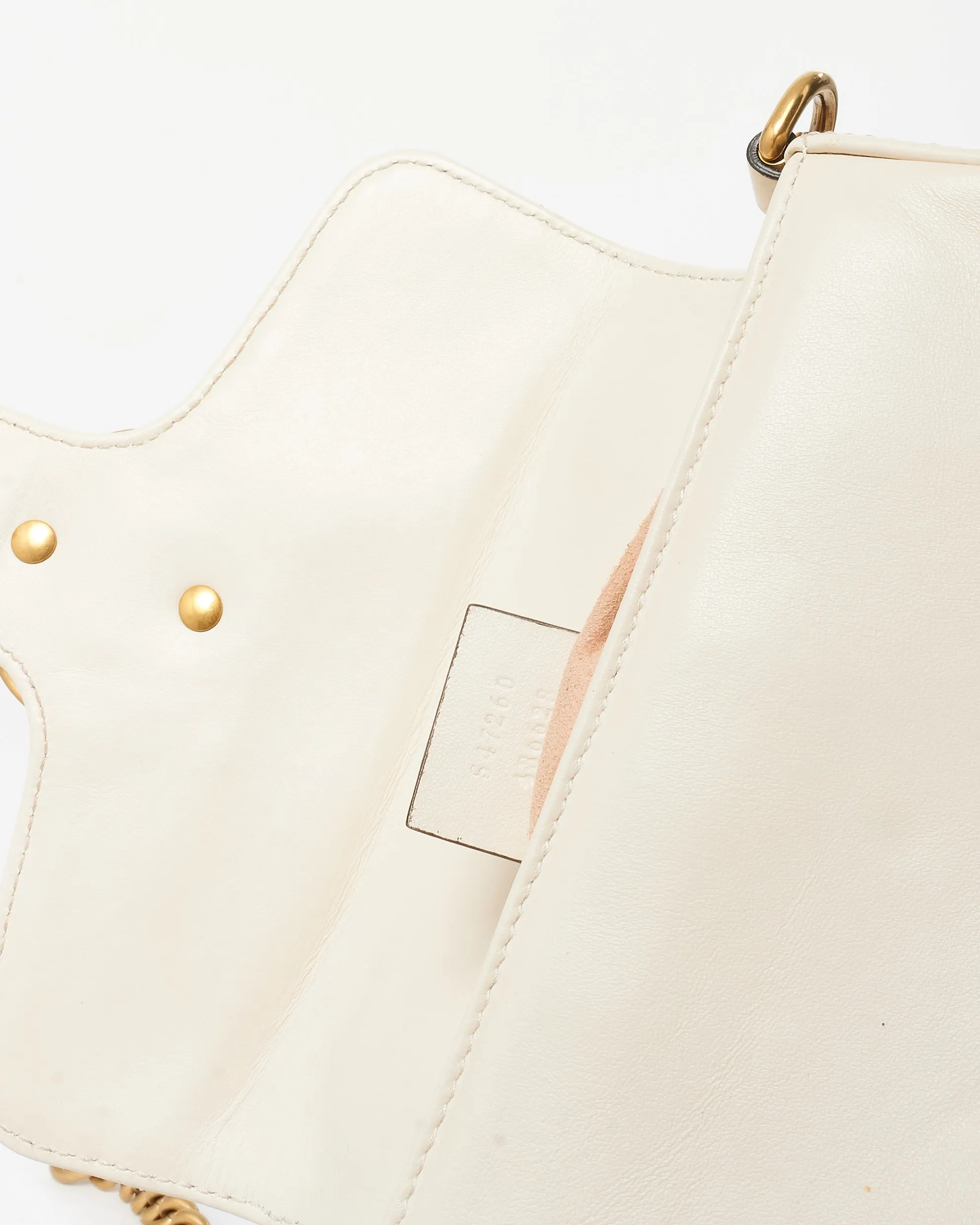 Gucci White Chevron Leather GG Marmont Top Handle Bag