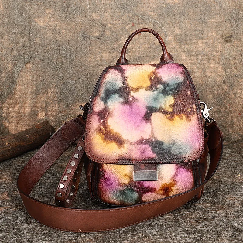 Handmade Convertible Leather Backpacks Bag Womens Best Coffee Leather Shoulder Purse School Rucksack