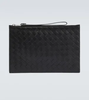 Intrecciato Large leather Bottega Veneta clutch, black