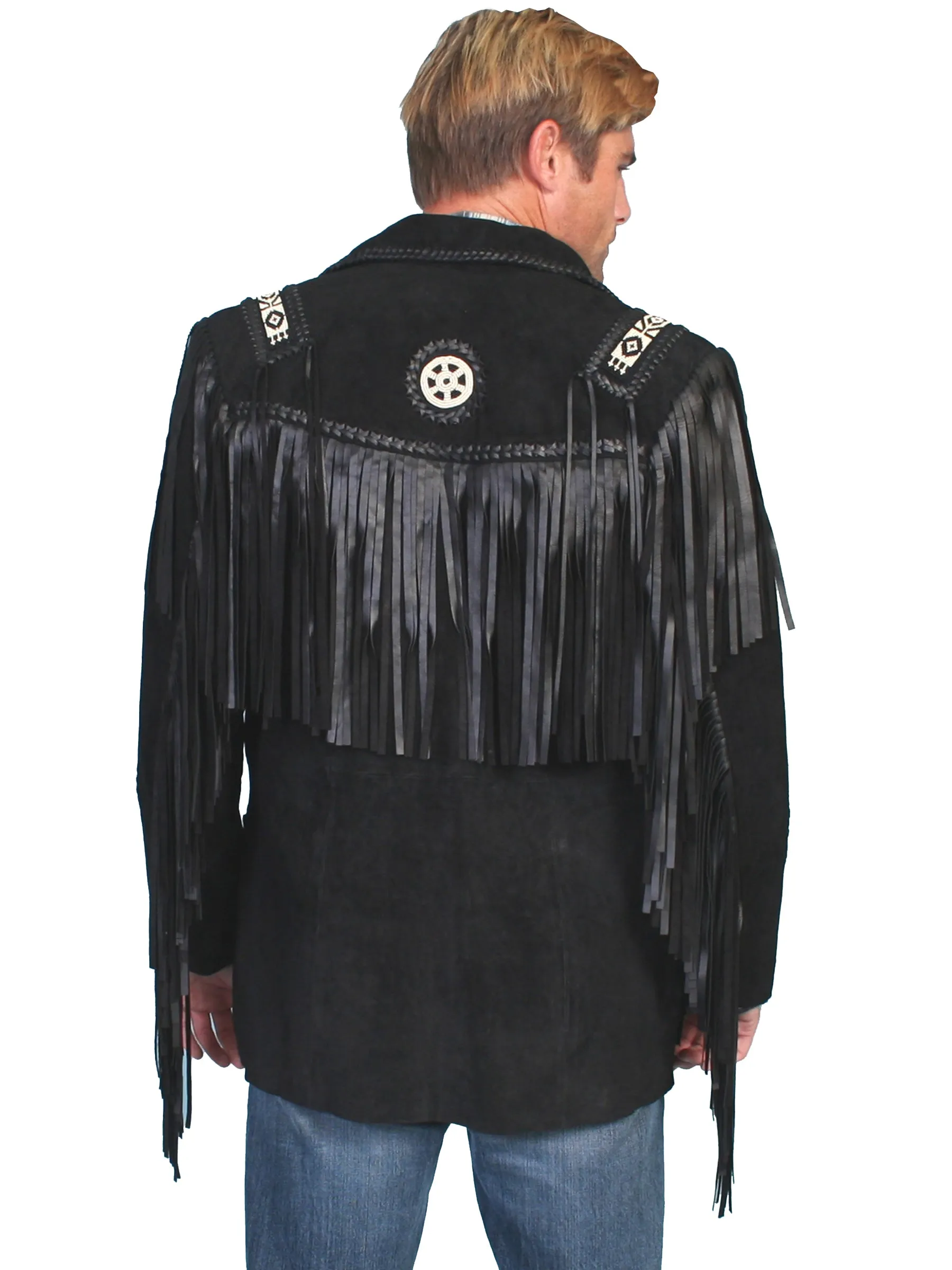 Jacket, Men's Suede Western Frontier Coat with Fringe - Style 758
